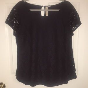 Navy Lace Blouse
